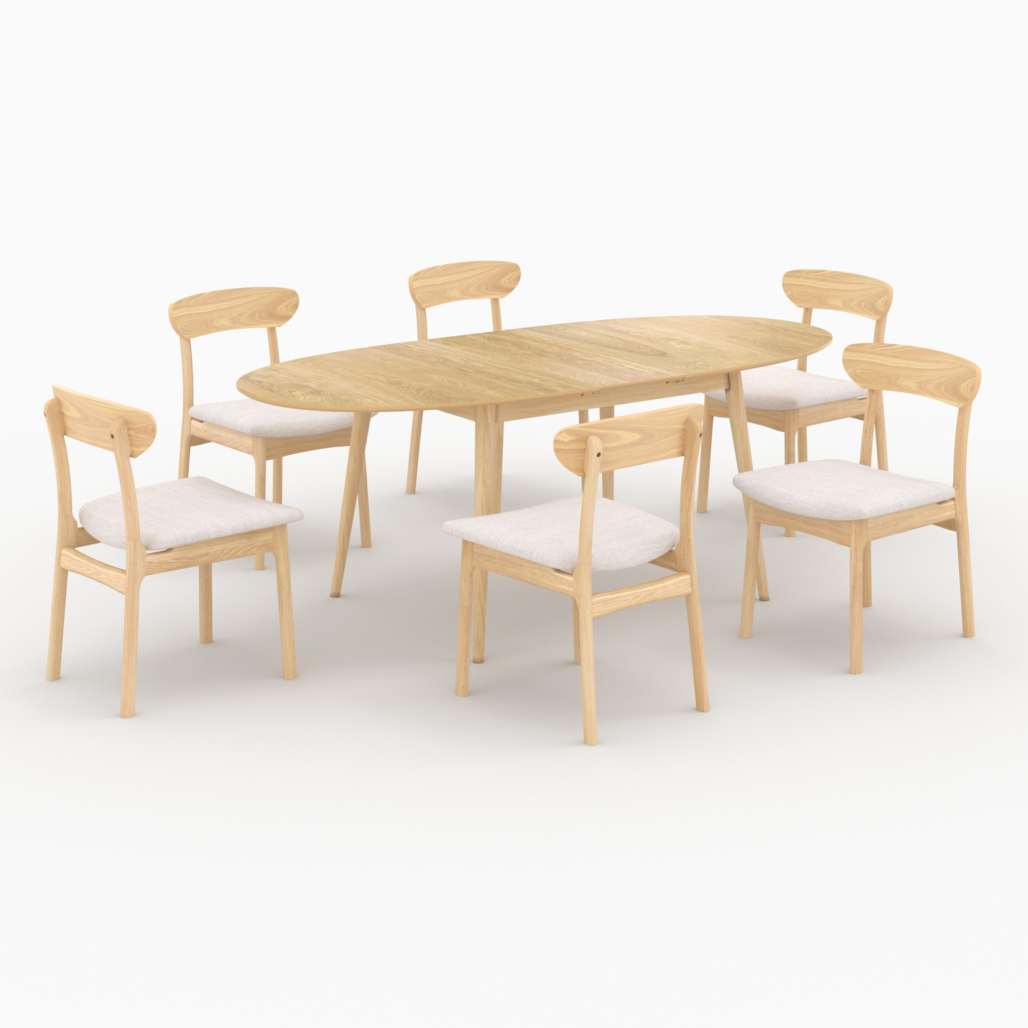 Table et chaises Eddy en bois clair 6 personnes