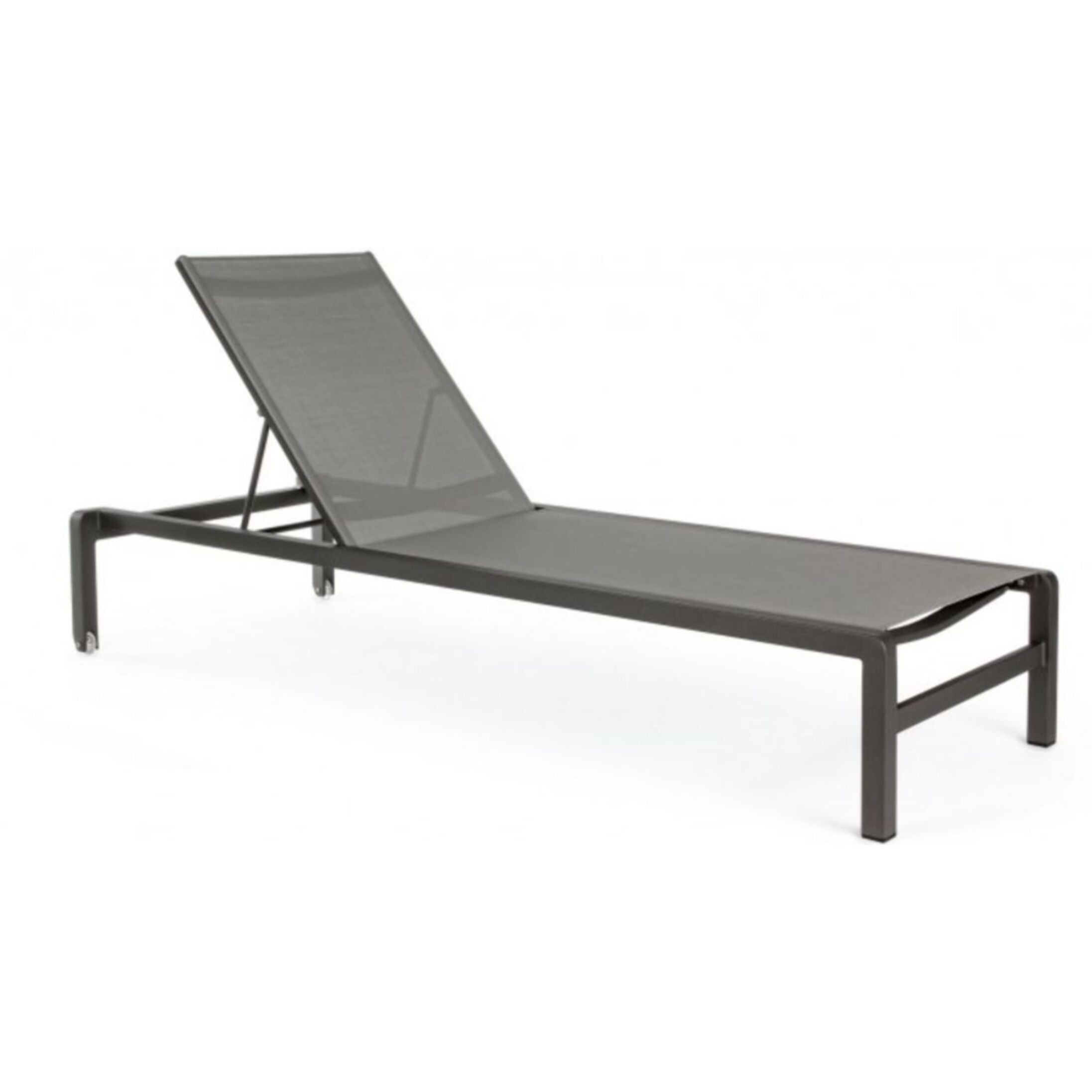 Set di 4 lettini reclinabili KONNOR in alluminio e textilene antracite, con ruote