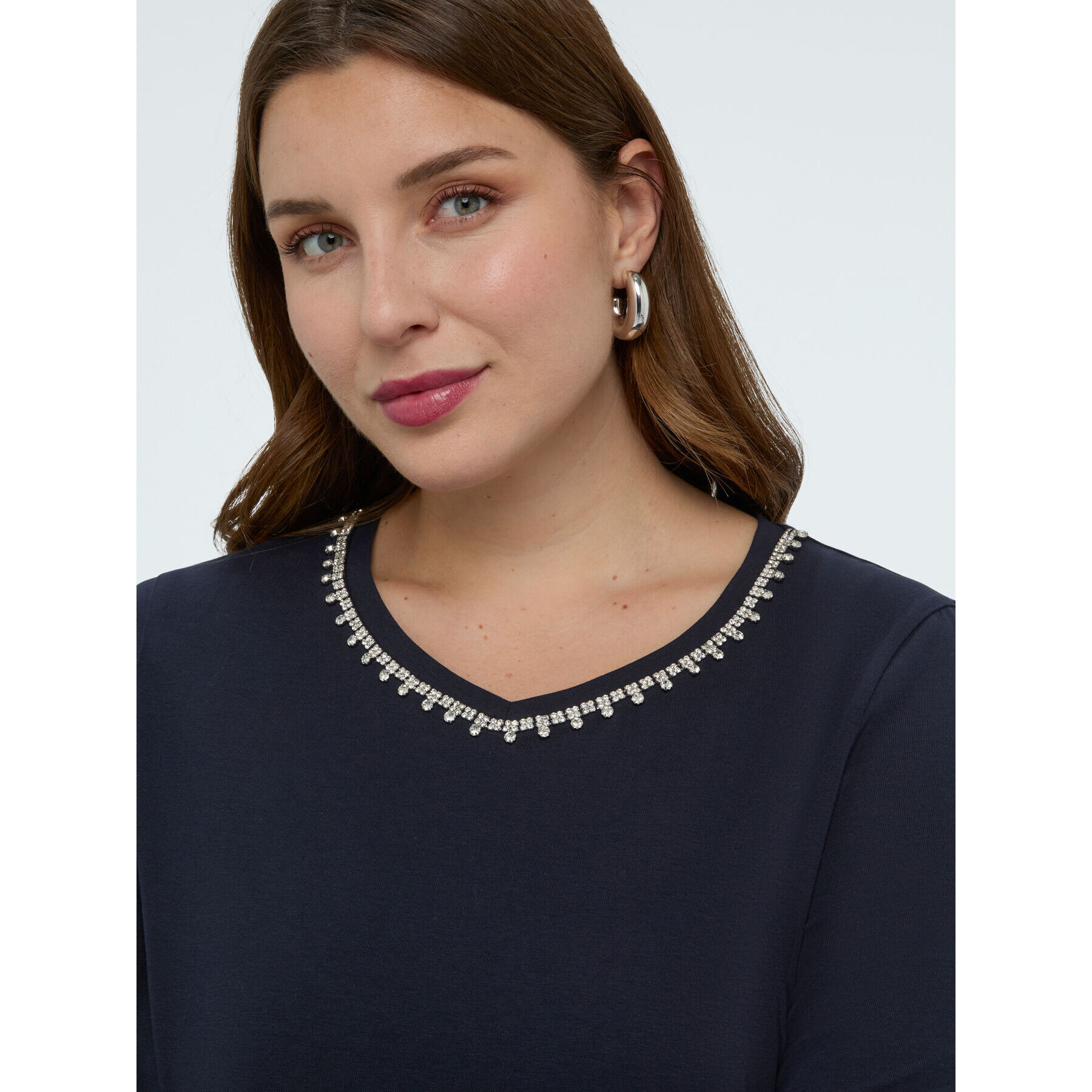 Fiorella Rubino - Camiseta de jersey de algodón con cristal - Azul