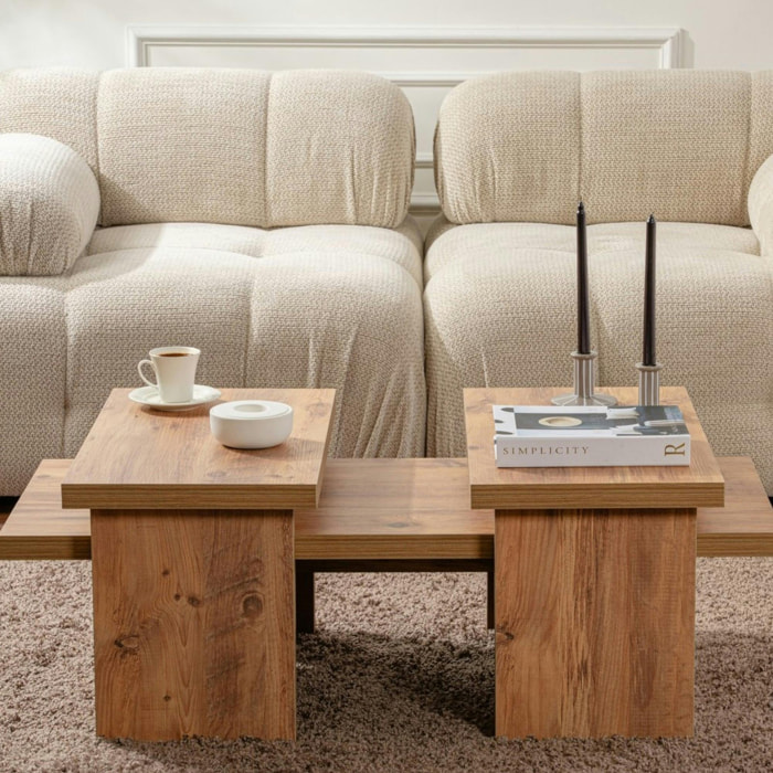 Table basse gigogne design – effet bois (3 pièces) MARFA