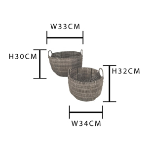 Set Di 2 Cesto In Materiale Rattan Willow Con Manici. Altezza 30 Cm - Pezzi 1 - 33X30X33cm - Colore: Marrone - Bianchi Dino - Cesti A Cachepot