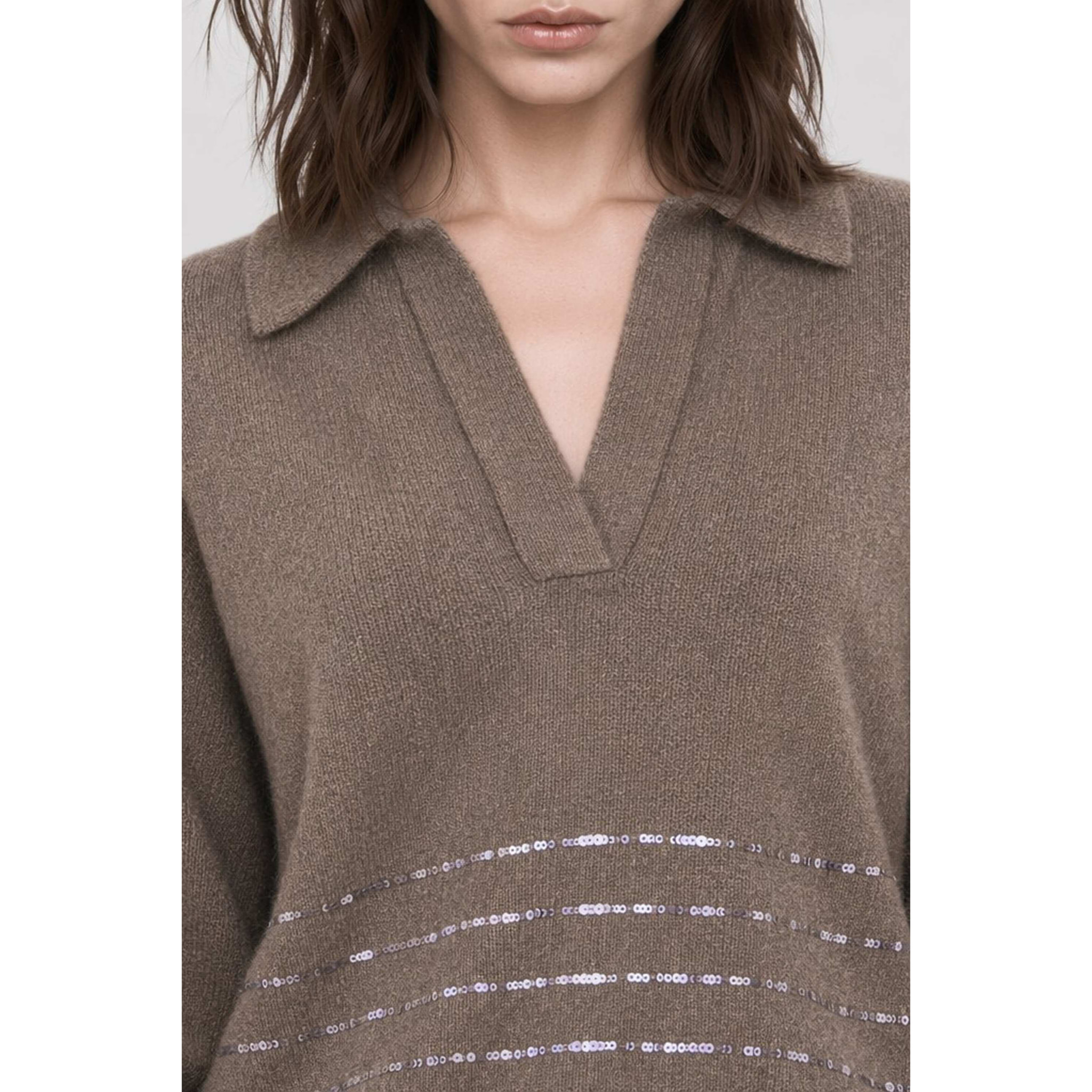 Kocca - Maglia a maniche lunghe con scollo a V e paillettes Donna