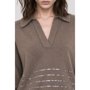 Kocca - Maglia a maniche lunghe con scollo a V e paillettes Donna