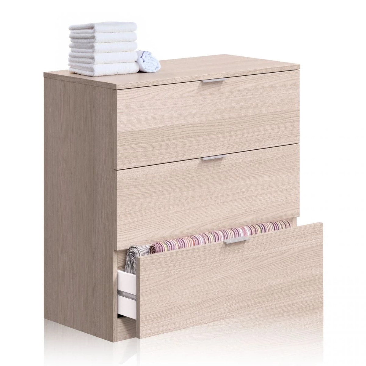 Cómoda de 3 cajones amplios y versátiles en roble 77x80 cm Andra Roble