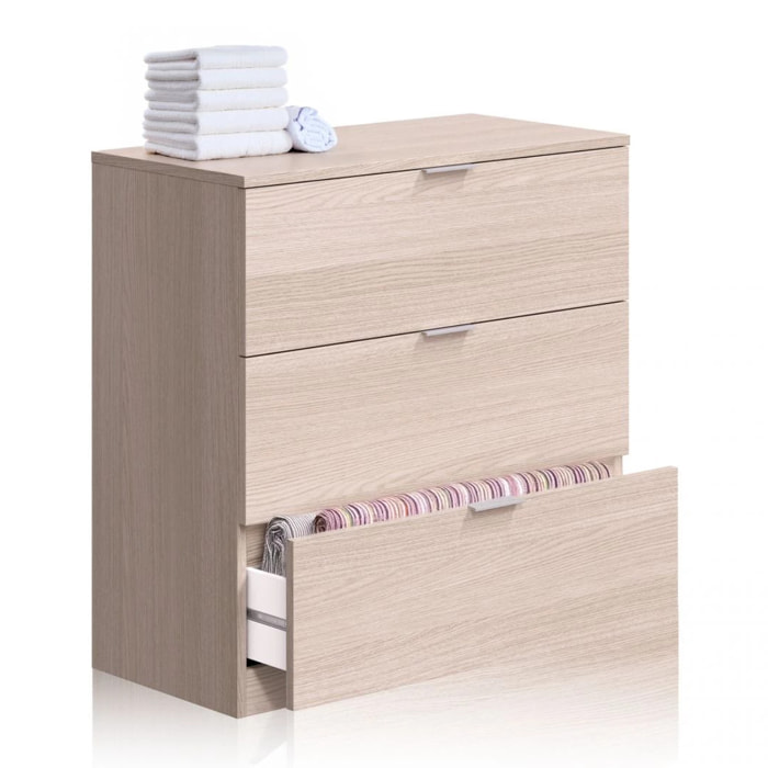 Cómoda de 3 cajones amplios y versátiles en roble 77x80 cm Andra Roble