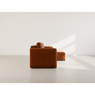 Canopy - canapé d'angle réversible 4 places convertible avec coffre en velours côtelé - Terracotta