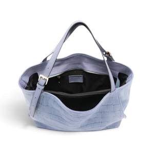 Borsa a Spalla Cheval Firenze Sarin Croc Blu Pervinca
