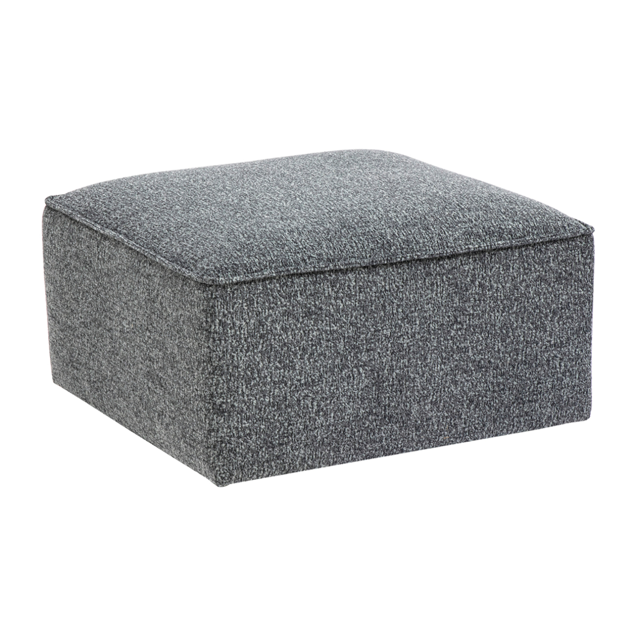 Pouf repose pieds en tissu chiné gris foncé KERRY