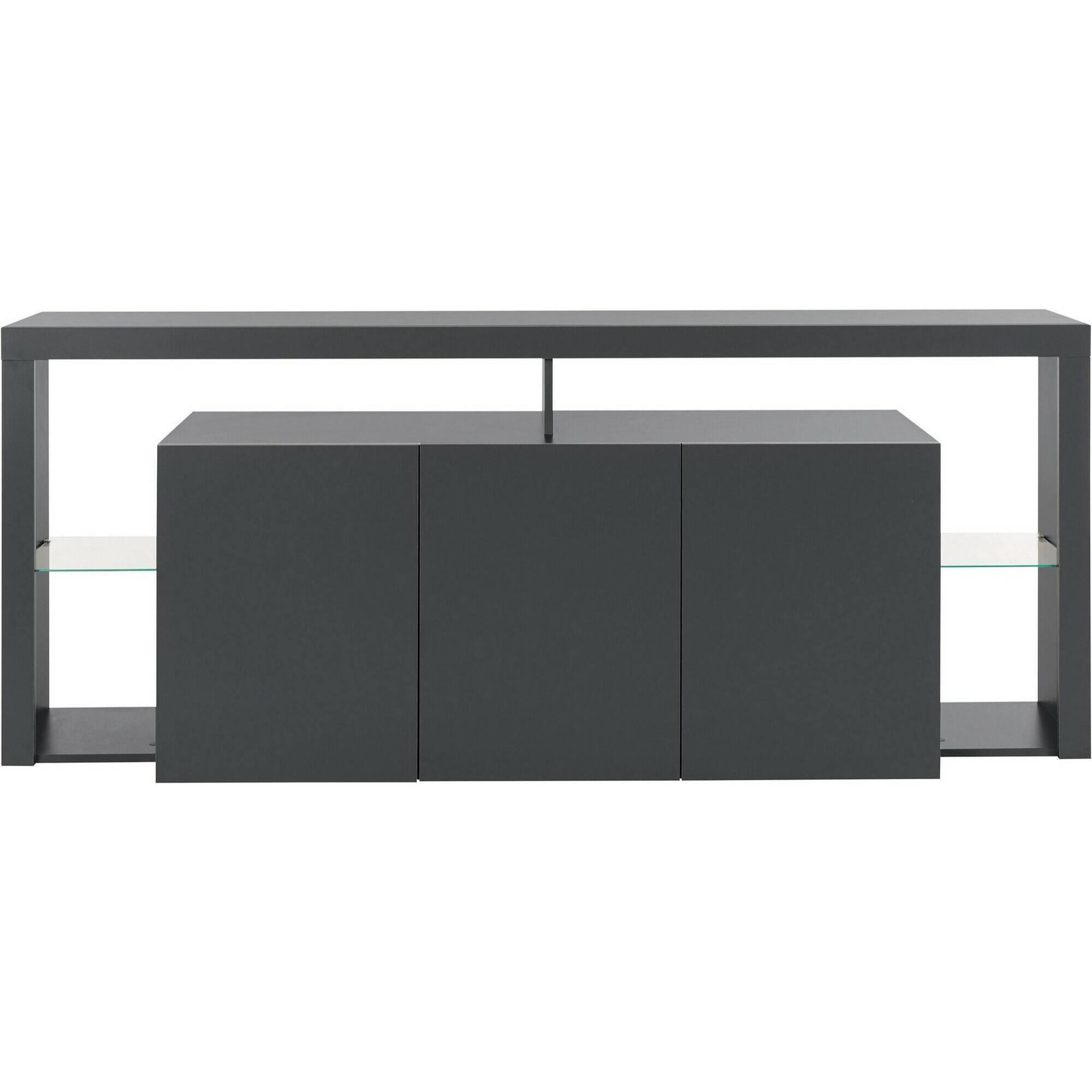 Credenza Ddariv, Buffet da soggiorno a 3 ante, Madia da salotto, Credenza moderna, 100% Made in Italy, 200x40h80 cm, Antracite