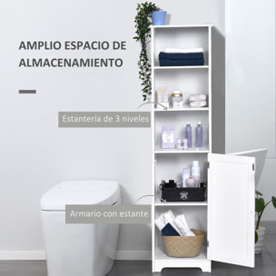 Mueble Alto de Baño de Madera MDF 40x38x160cm Blanco