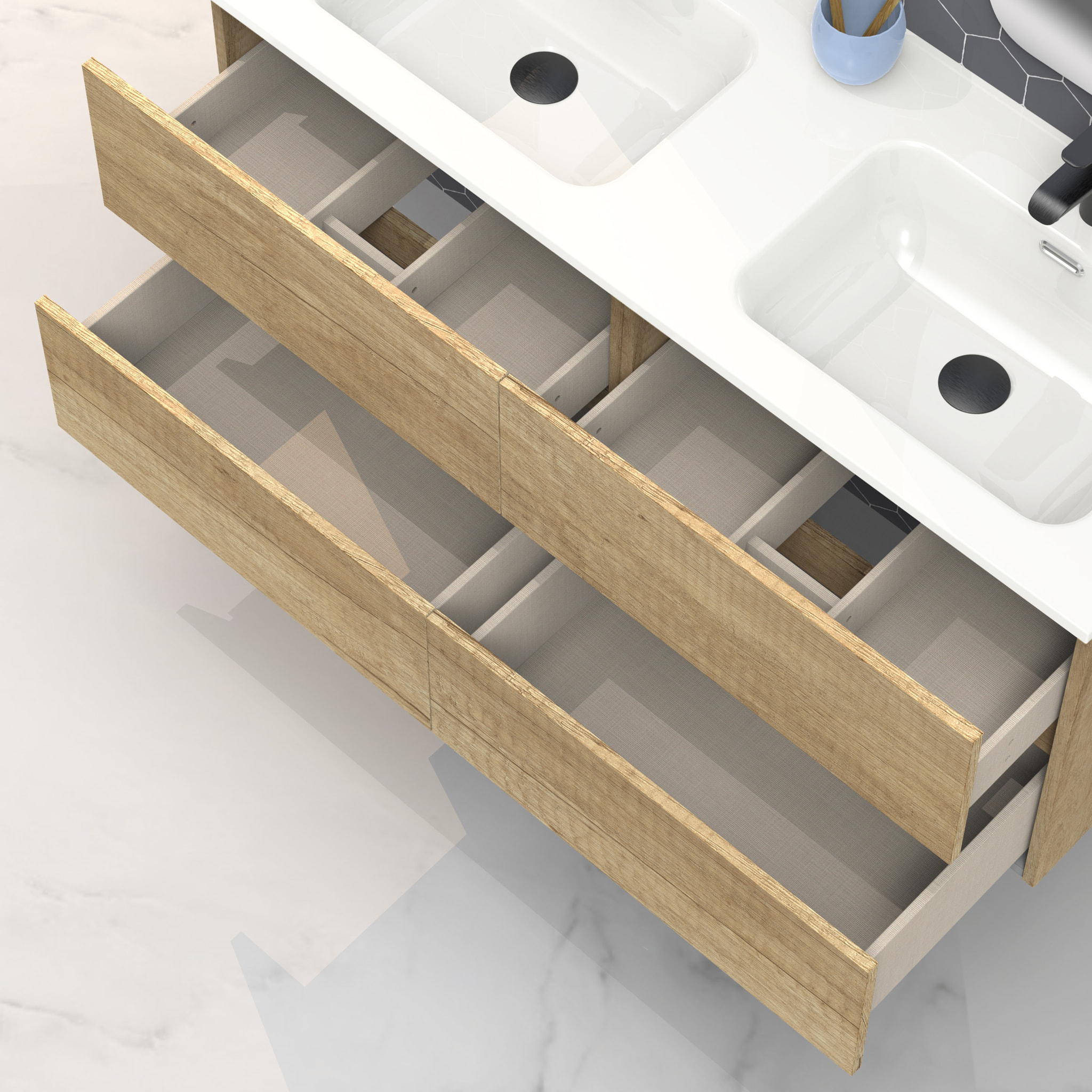 Conjunto de baño IRONA 2C, 140cm, incluye lavabo y espejo