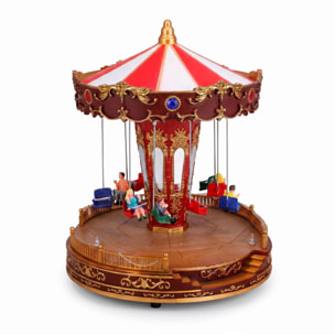 Carrusel navideño musical con luces led y movimiento 21,5x21,5x27cm