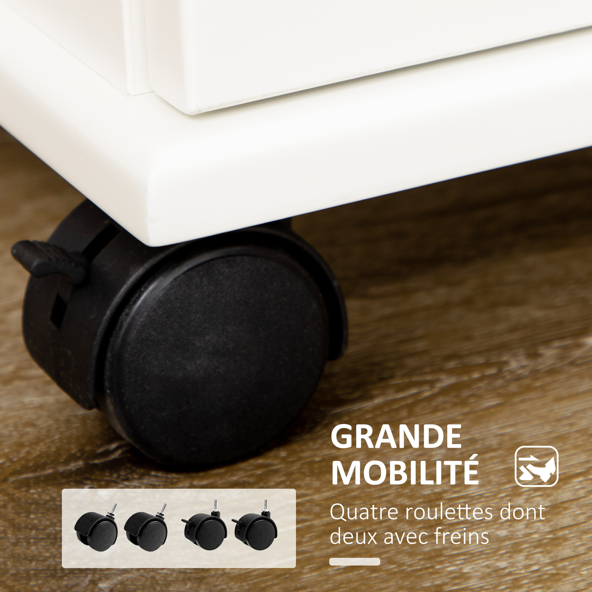 Desserte de cuisine - placard porte avec étagère réglable, tiroir, porte-torchon - blanc bois d'hévéa