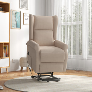 Fauteuil de relaxation électrique fauteuil releveur inclinable avec repose-pied ajustable lin beige