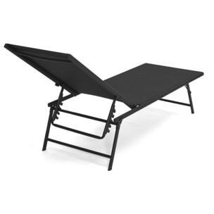 Transats inclinables Malaga 4 positions noirs - lot de 2