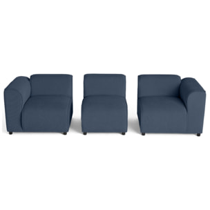 Suaro - Canapé modulable 3 places en tissu texturé - Bleu