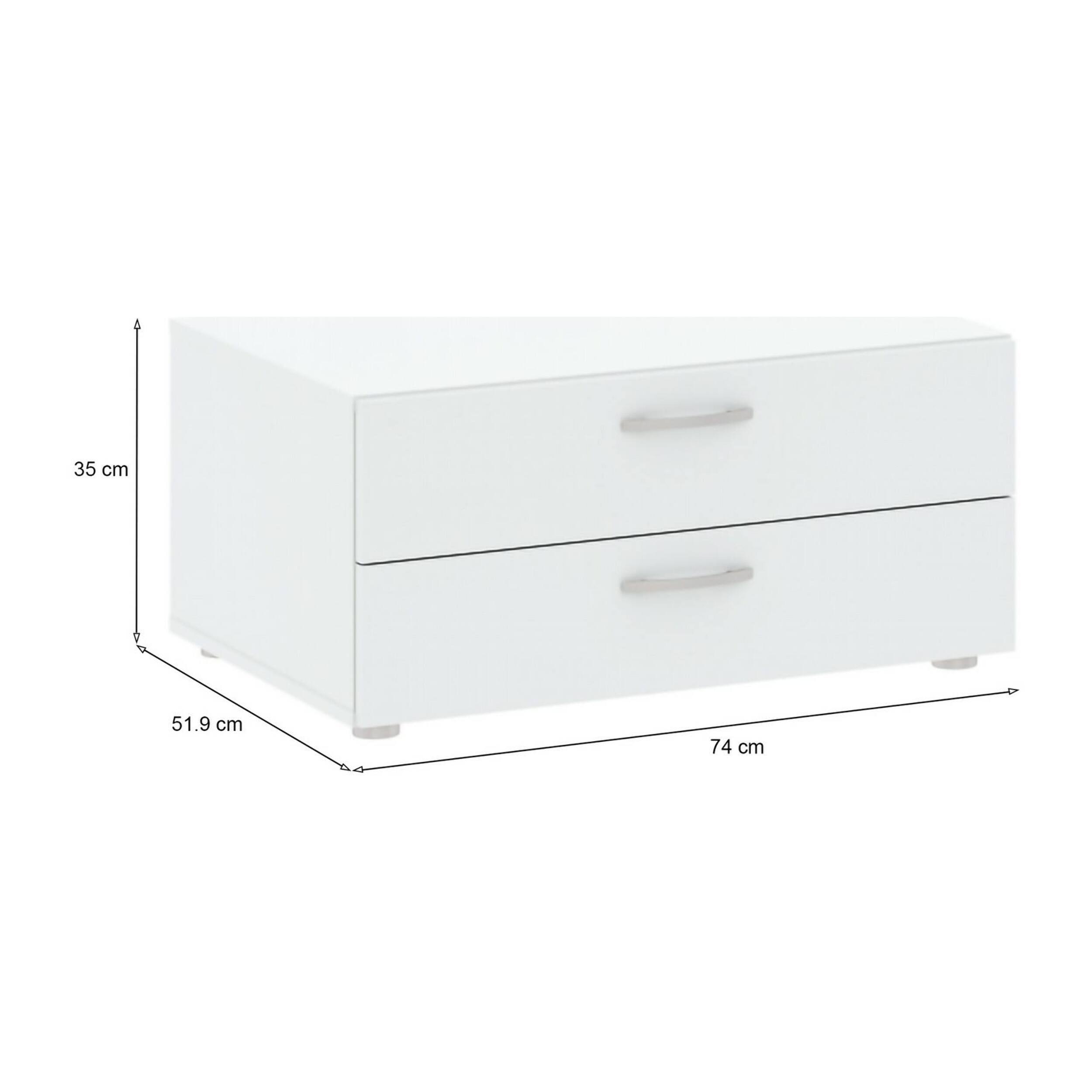 Cassettiera Piatto, Settimino multiuso, Comò camera da letto, Mobile con cassetti, 74x52 h35 cm, Bianco