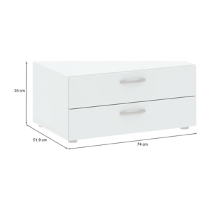 Cassettiera Piatto, Settimino multiuso, Comò camera da letto, Mobile con cassetti, 74x52 h35 cm, Bianco