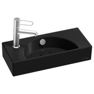 Lave-mains compact 50 cm Odéon Rive Gauche 1 trou de robinetterie à gauche Noir satiné avec bonde