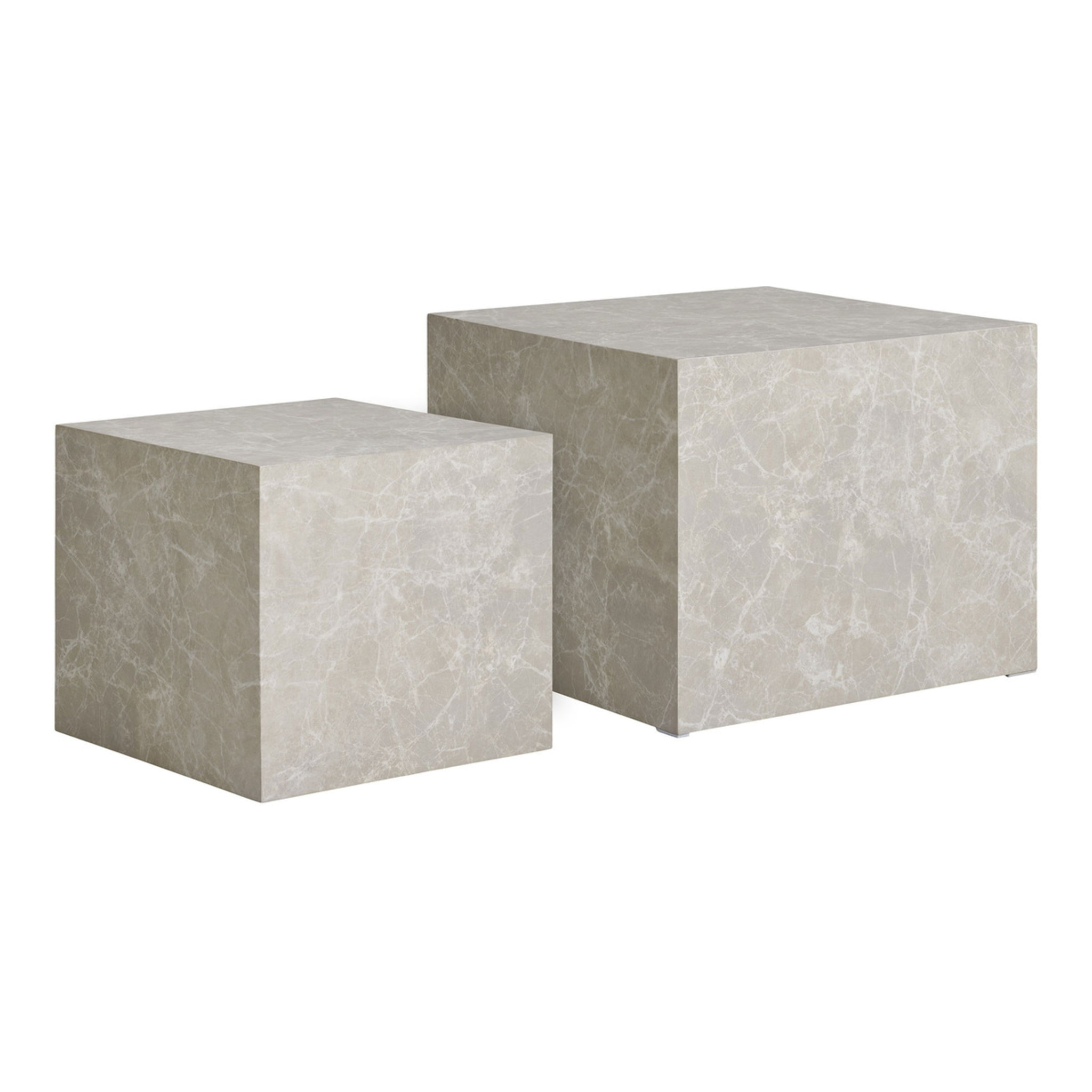 Tavolini da Caffè Prague Effetto Marmo Beige — Set di 2, Ø40×36 e Ø50×40 cm