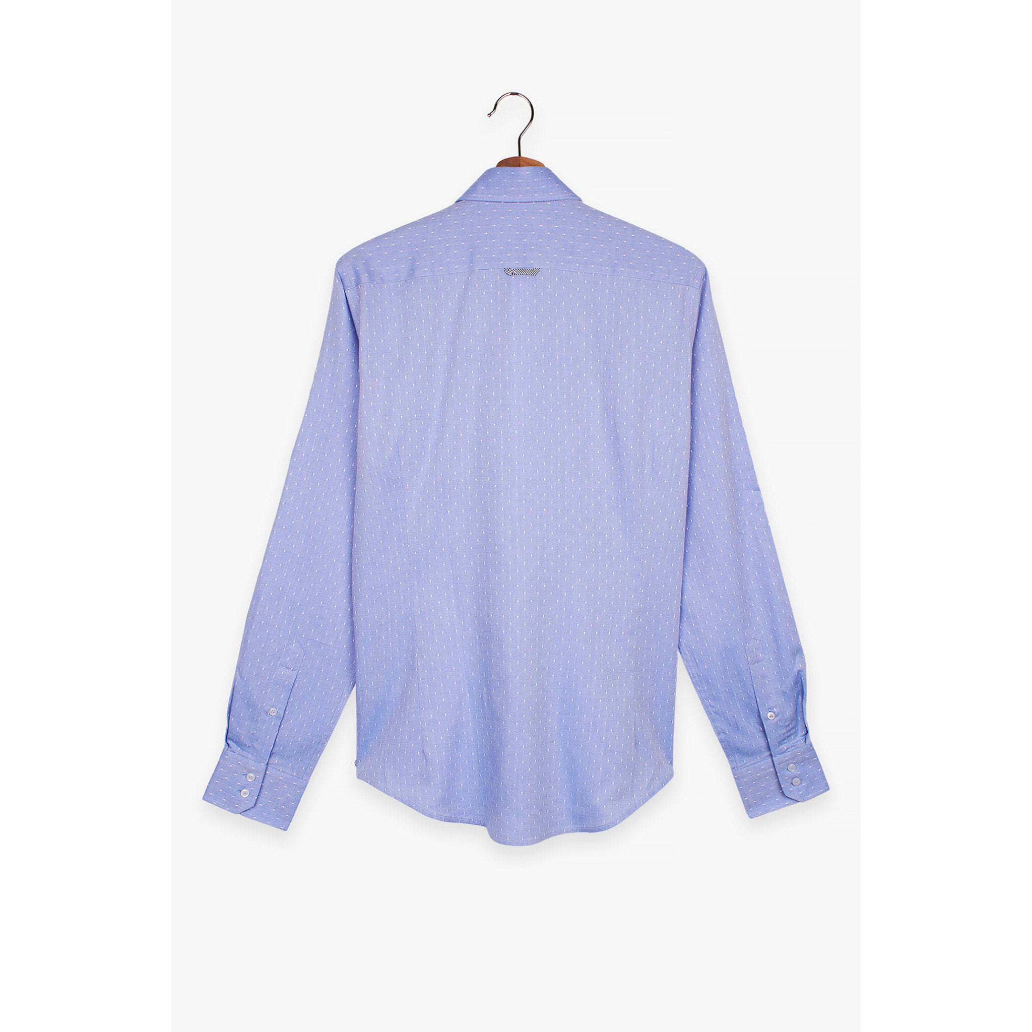 Camicia Uomo 2 Bottoni Button Down Slim Oxford Fantasia Blu Inchiostro\Bianco