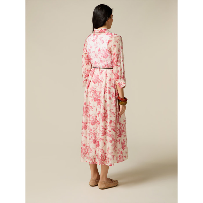 Oltre - Vestido camisero estampado - Blanco