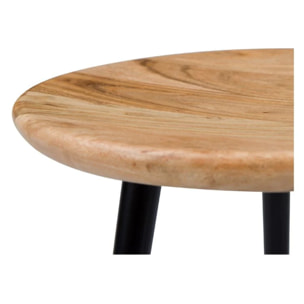 Tabouret rond en bois d'acacia - Modasa