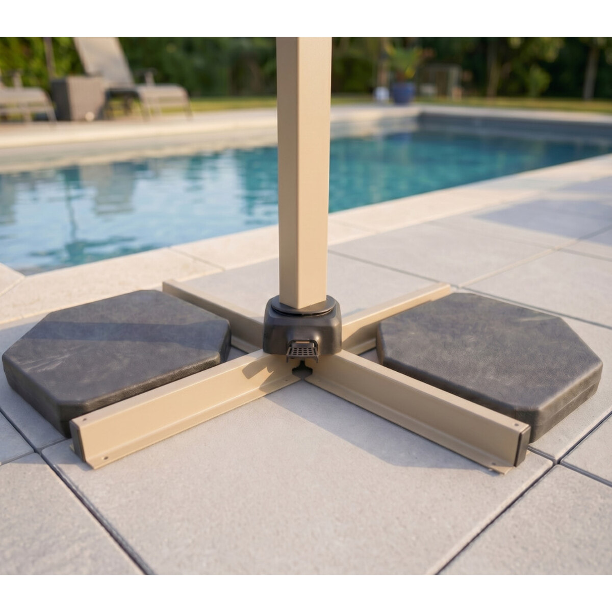 Parasol déporté 3.5x2.6m - beige et terracotta - DIAMANT