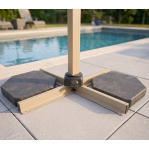 Parasol déporté 3.5x2.6m - beige et terracotta - DIAMANT