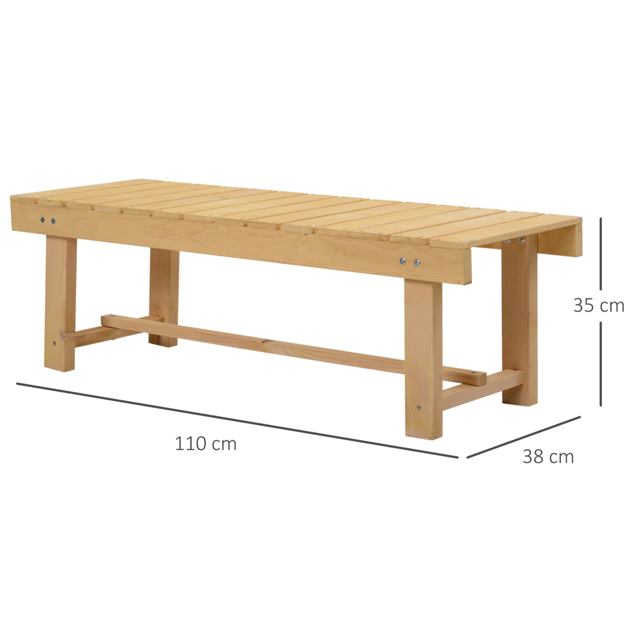 Banc de jardin 2 places style rural chic assise à lattes dim. 110L x 38l x 35H cm bois de sapin pré-huilé