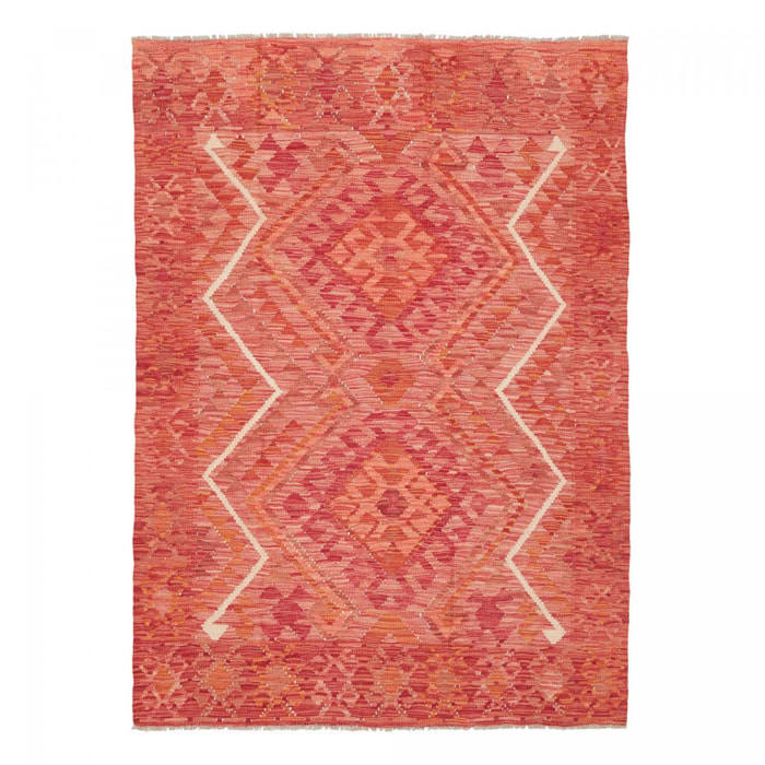 Tapis kilim géométrique, tissé plat en laine, UMES