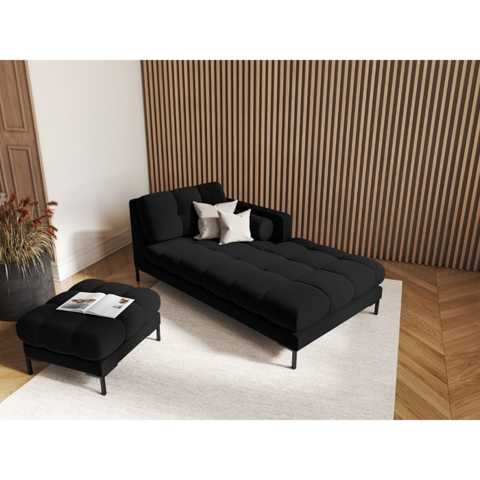 Méridienne droite "Bali" en velours noir