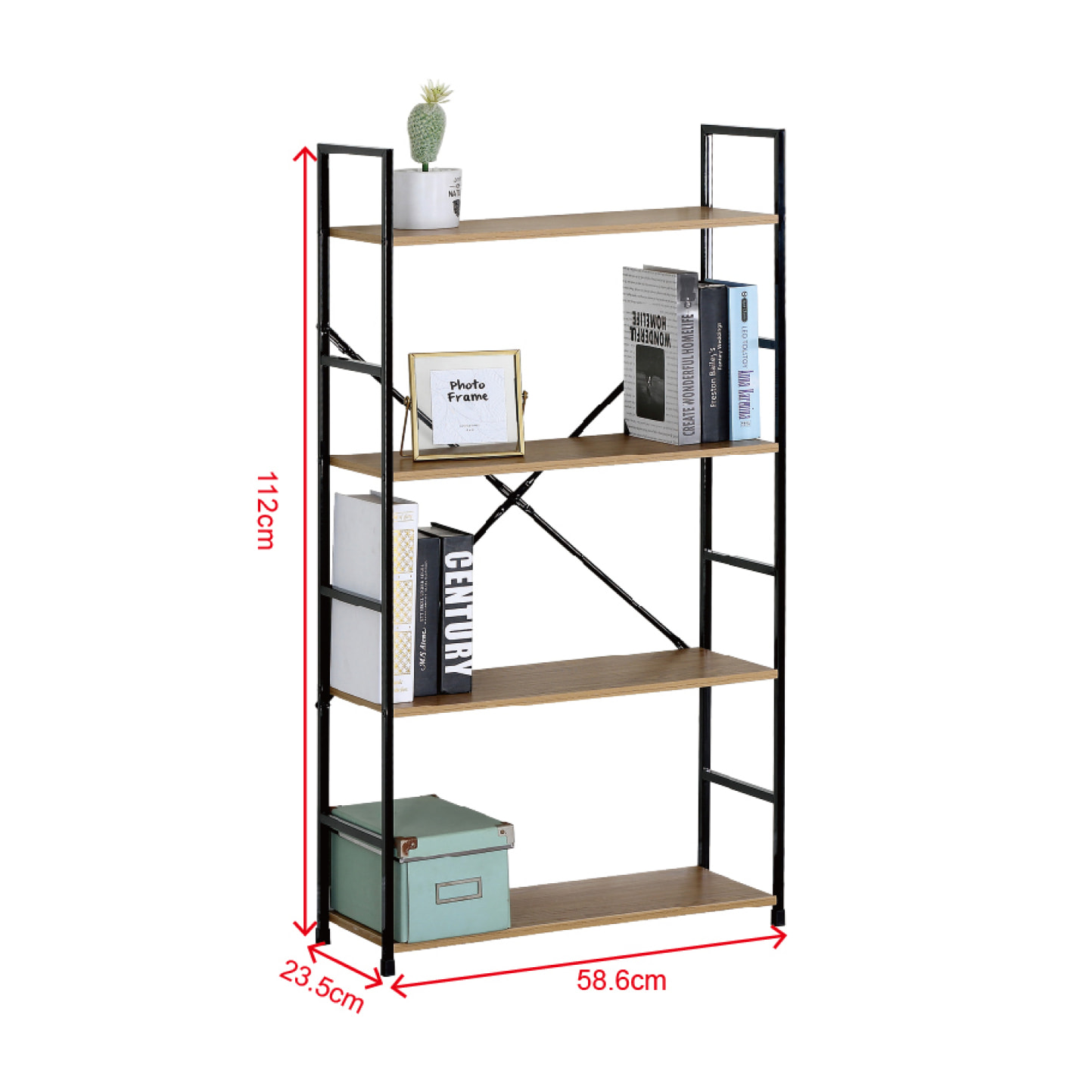 Etagère 4 rangements 112 cm bois et noir MALIKA