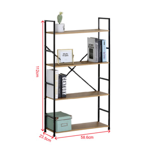 Etagère 4 rangements 112 cm bois et noir MALIKA