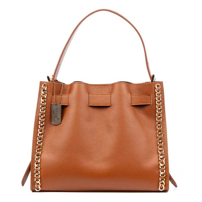 Borsa a spalla donna Barano. Vera pelle Dollaro.