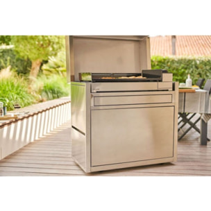 Chariot Plancha FORGE ADOUR CH PIF 75 en inox fermé compatible plancha Premium 75