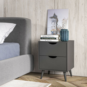 Chevet 2 tiroirs table de nuit style nordique dim. 40 x 35 x 50,5 cm noir