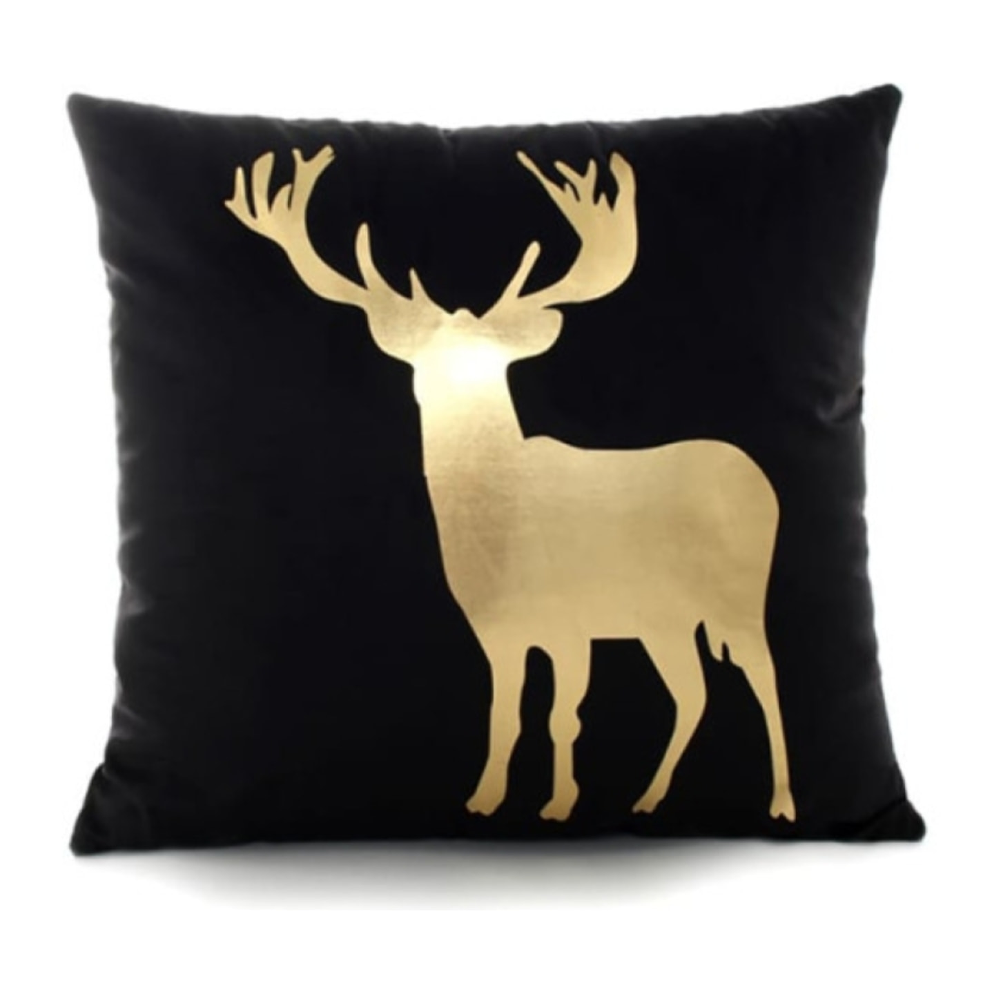 Coussin 45x45 velours noir motid doré cerf - BRAM