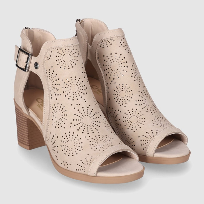 Sandalias - Beig - Tacón: 6 cm