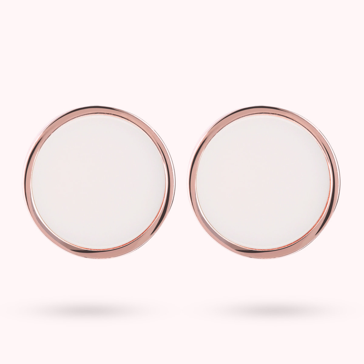 Orecchini a Bottone con Disco Piccolo in Pietra Naturale di Agata Bianca