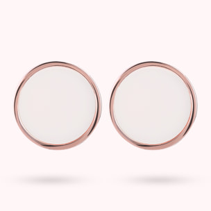 Orecchini a Bottone con Disco Piccolo in Pietra Naturale di Agata Bianca