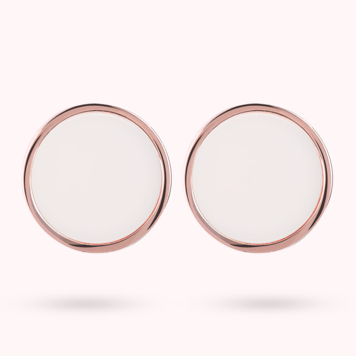 Orecchini a Bottone con Disco Piccolo in Pietra Naturale di Agata Bianca