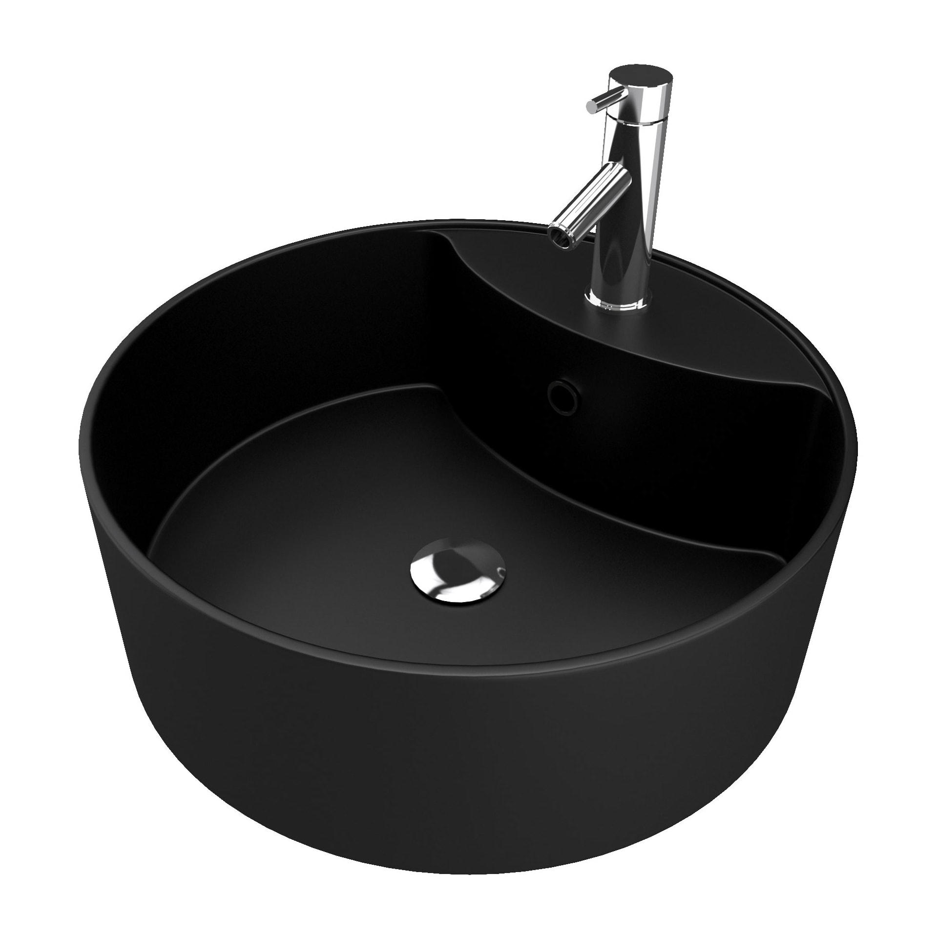 Vasque à poser ronde en céramique noire - diamètre 41cm - hauteur 15cm - ROLL ON DARK