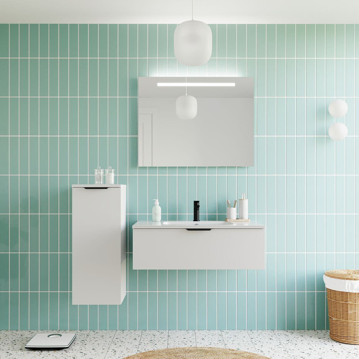 Meuble salle de bain vasque intégrée 1 tiroir - SOHO