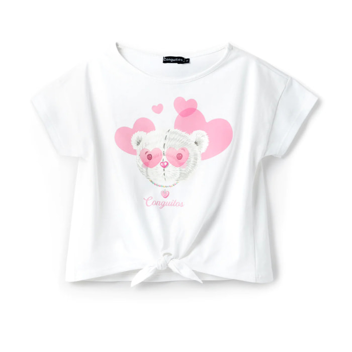 Camiseta Corazones Oso Blanco