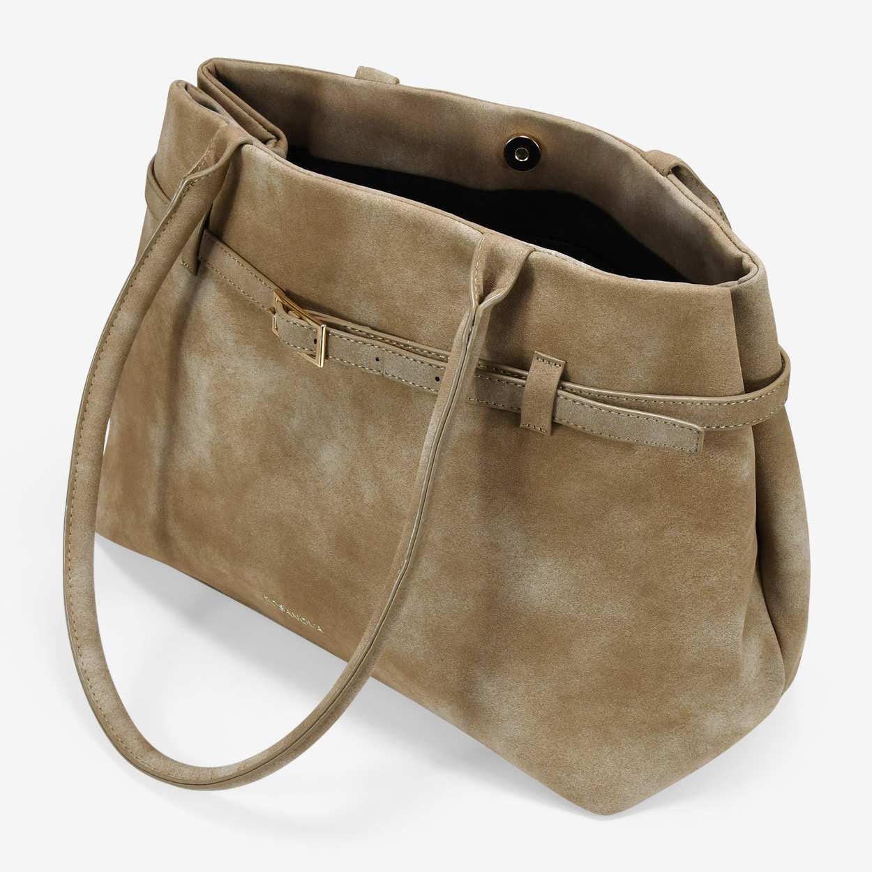 Bolso de hombro visón con cinturón y hebilla