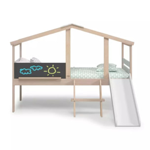 Cama cabaña con tobogán Rushi Blanco - Oak Soft
