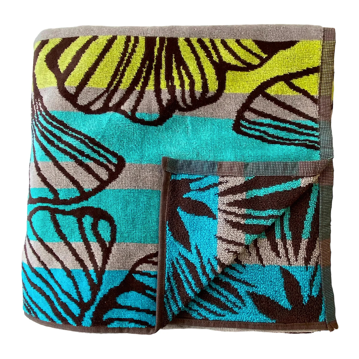 Serviette de plage XL éponge velours Jacquard Bleu 140x180 400g/m² - Lazare