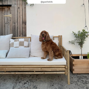 Canapé de jardin blanc 3 places en bambou naturel - Vadella