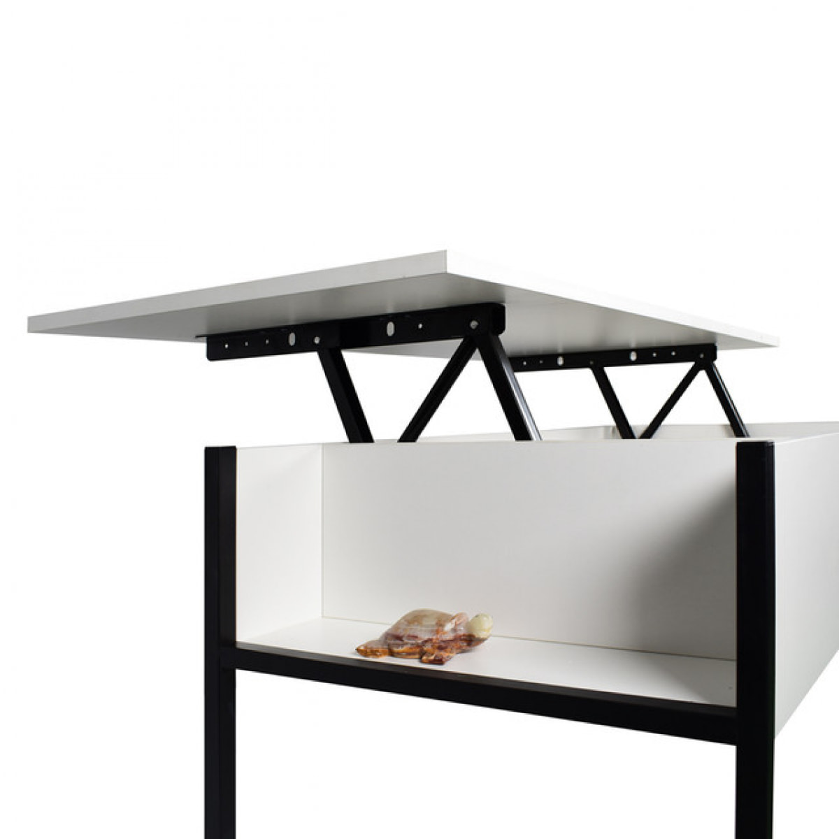 Tavolino da Salotto con Contenitore in Stile Industrial tavolino da caffÃ¨ in Acciaio e Legno Moderno con ripiano sollevabile